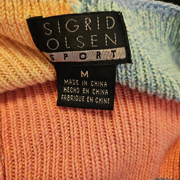 Cute Preppy and Retro!!! Colorblock Button Sweater Sigrid Olsen Sport Sz M - Picture 7 of 7